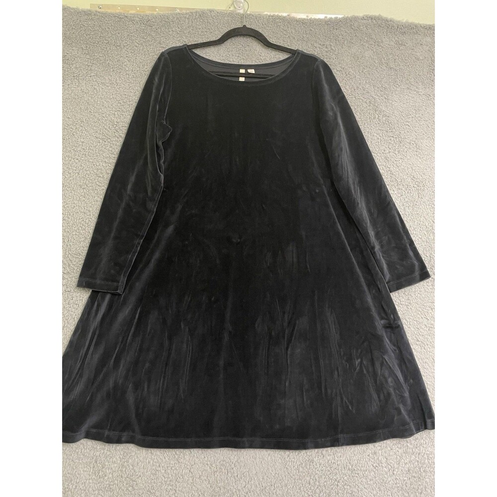 PureJill Womens Navy Velour Velvet Long Sleeve Dress Size Medium